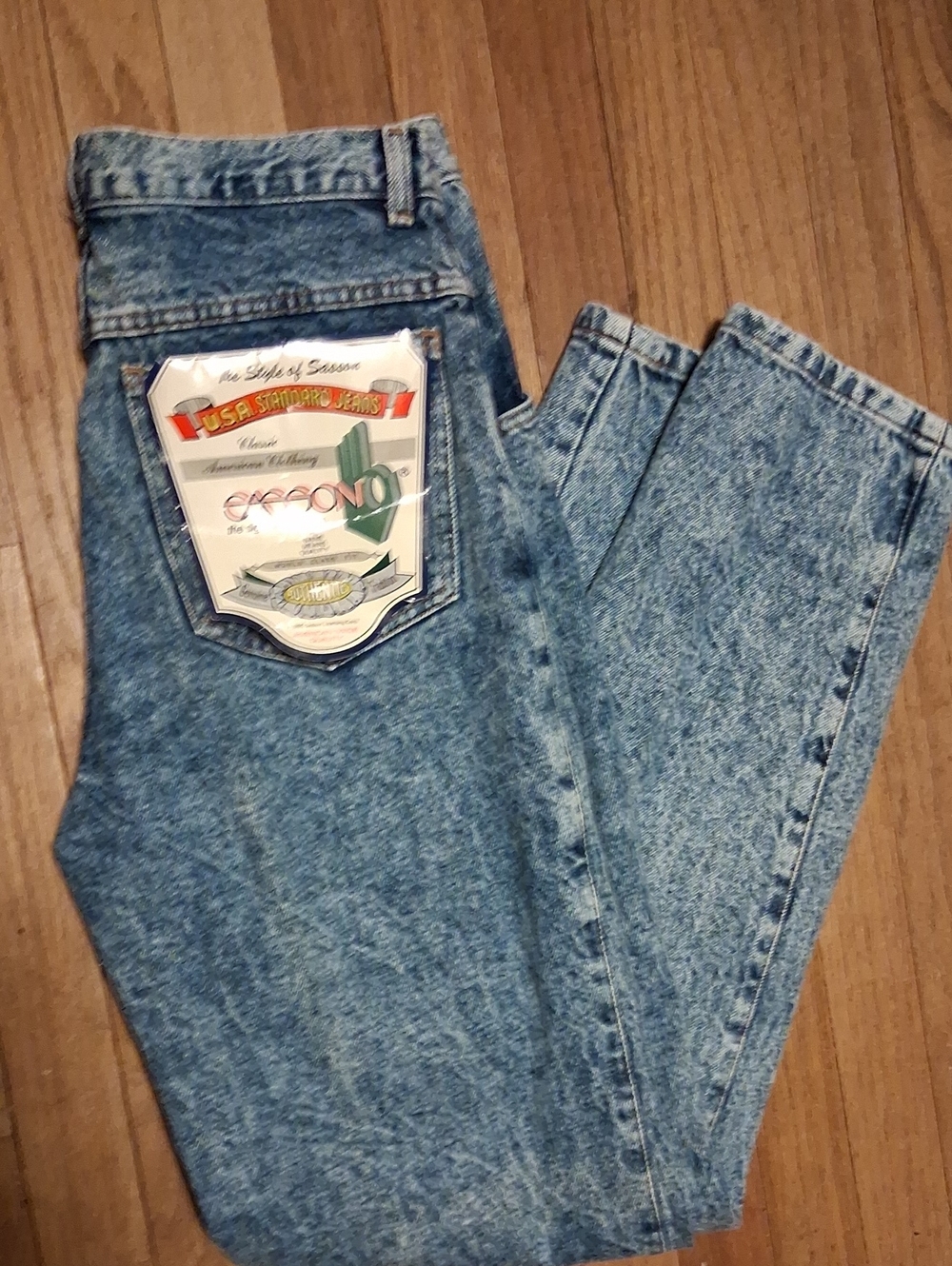 nwt vintage sasson high rise mom jeans 34x34 womens 10 / 12 long acid wash RARE!